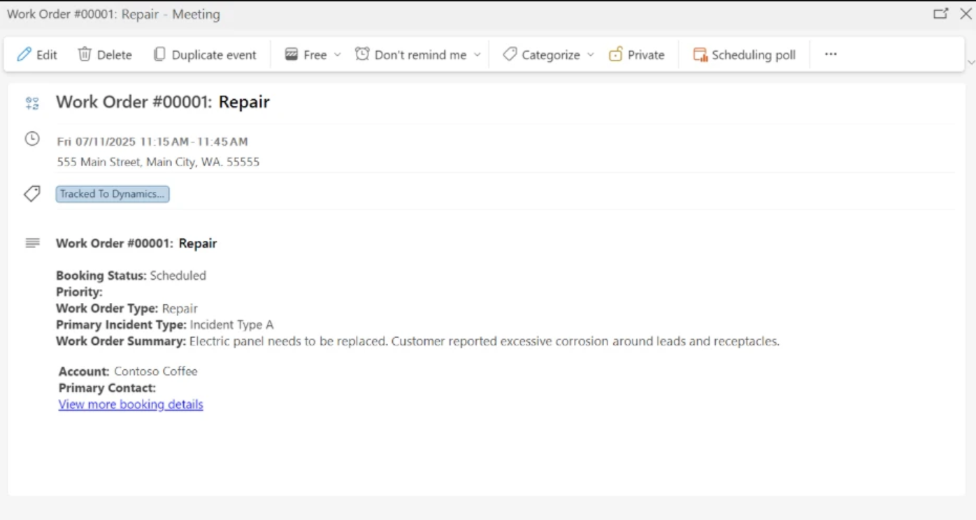 Intégration des réservations Field Service avec Outlook et Teams