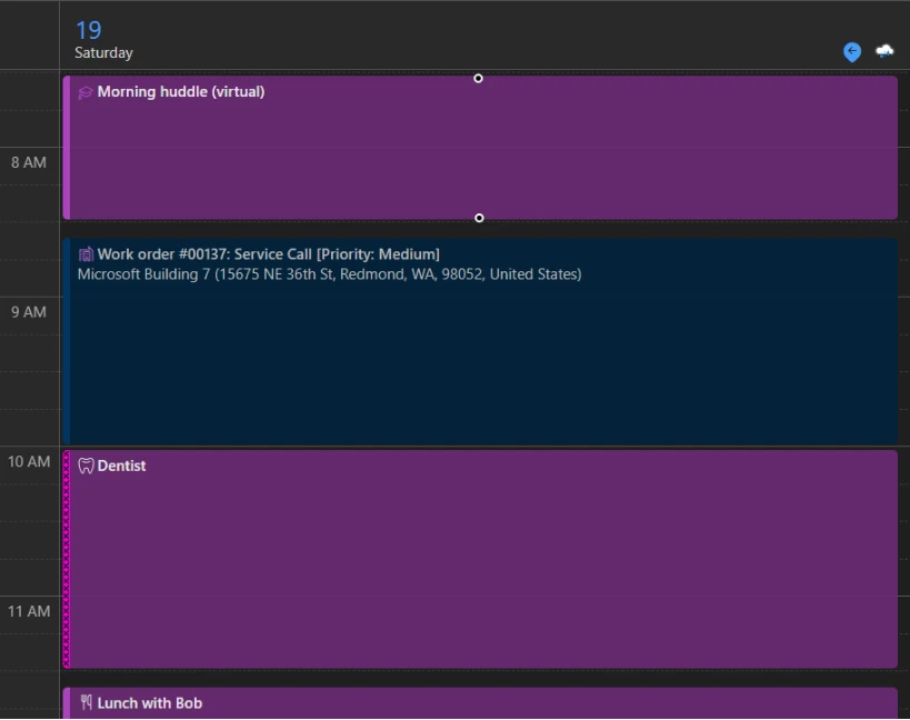 Intégration des réservations Field Service avec Outlook et Teams